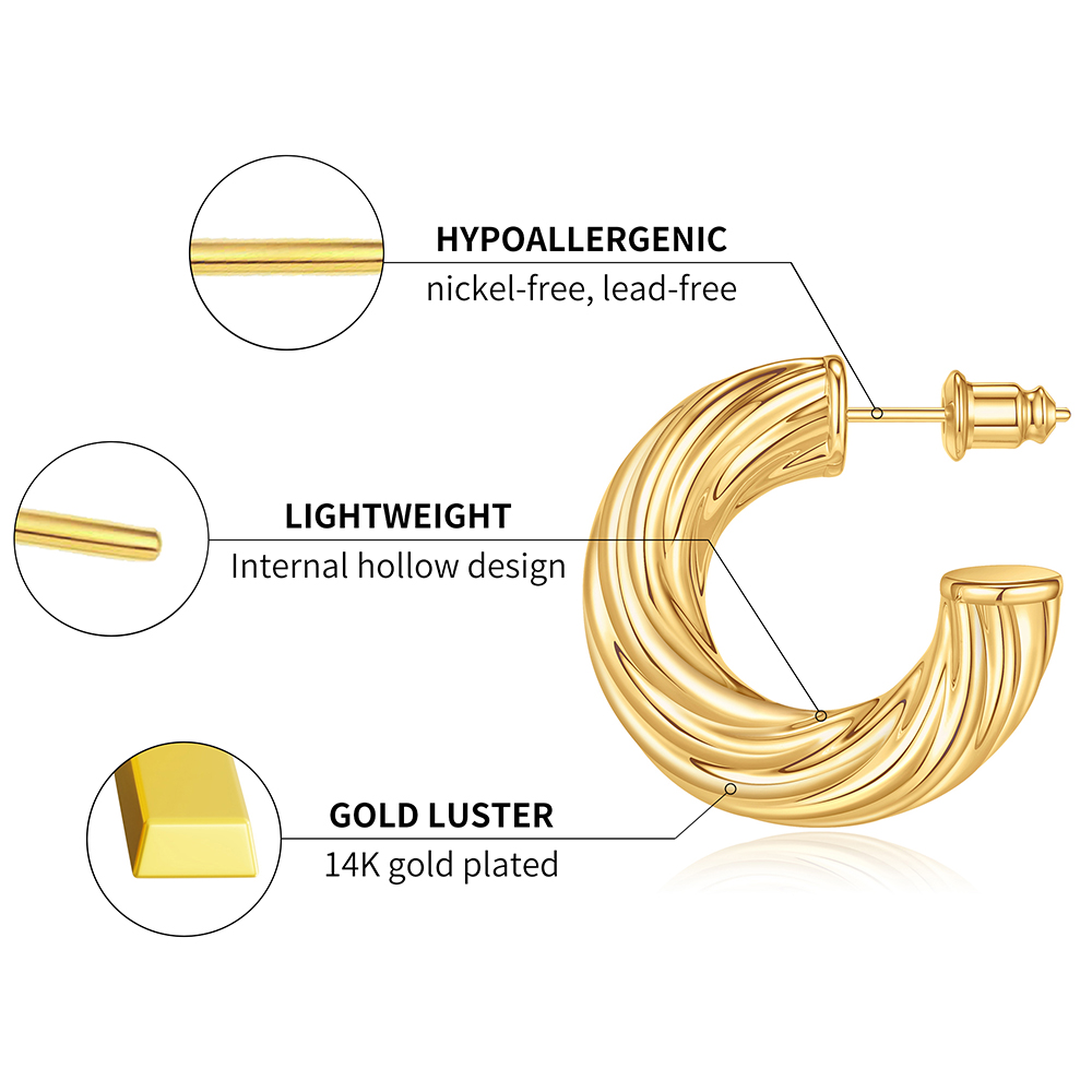 Twisted Rope Chunky Hoop Earrings