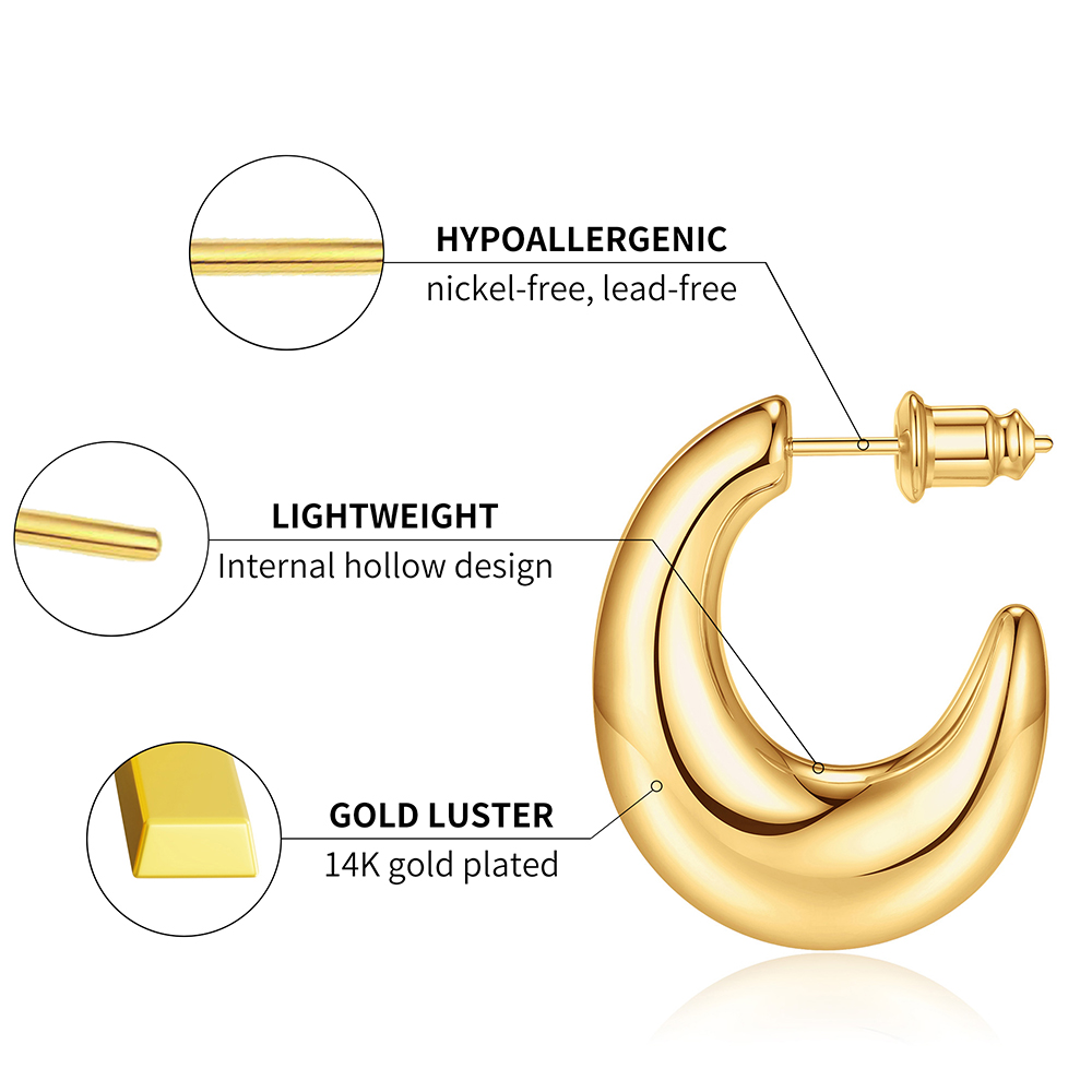 Tapered Crescent Hoop Earrings
