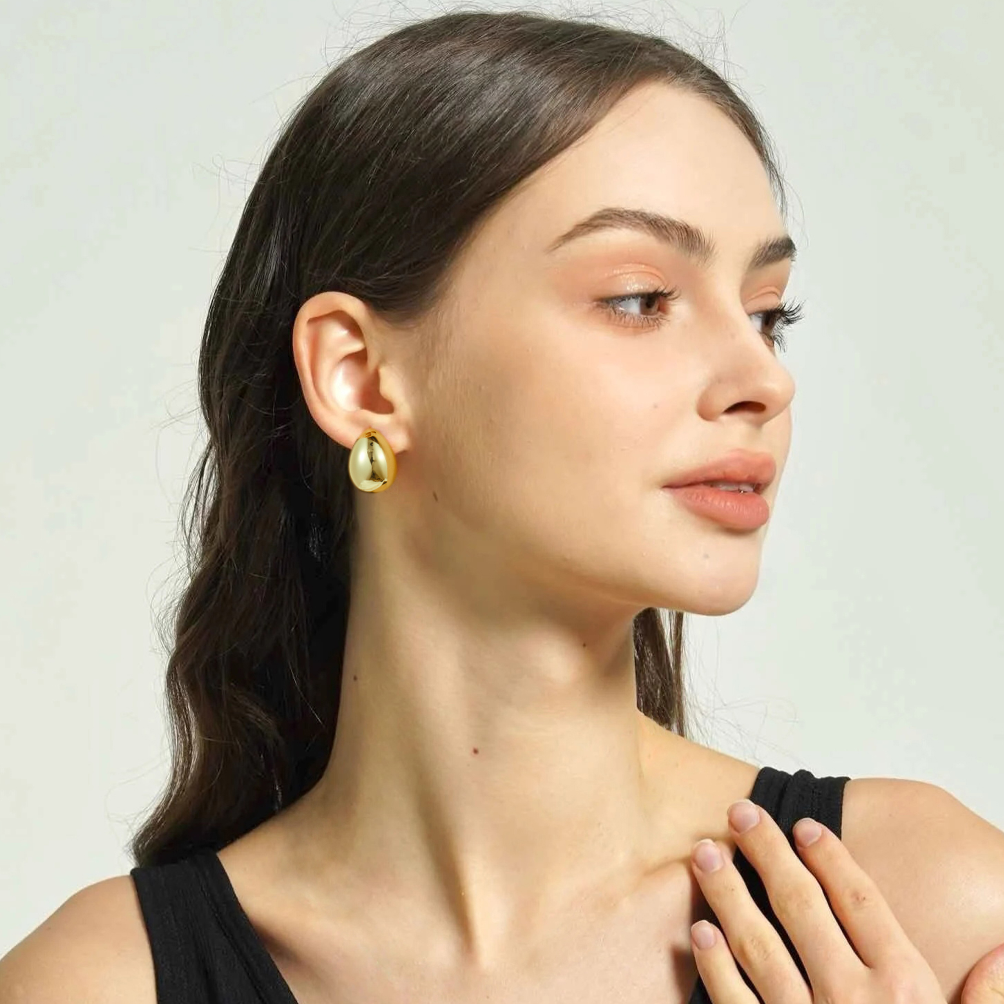 Dome Teardrop Stud Earrings
