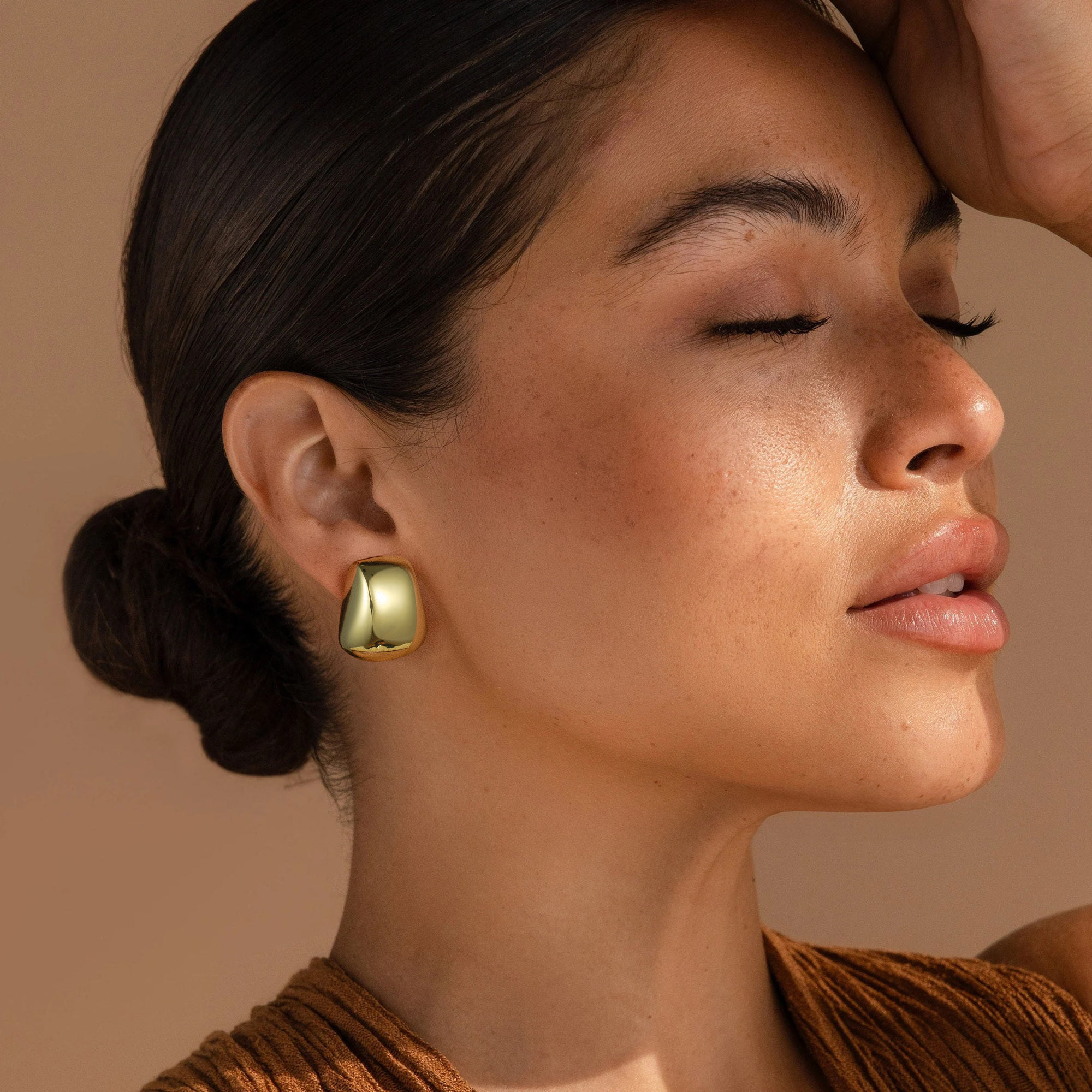 Chunky Square Dome Stud Earrings