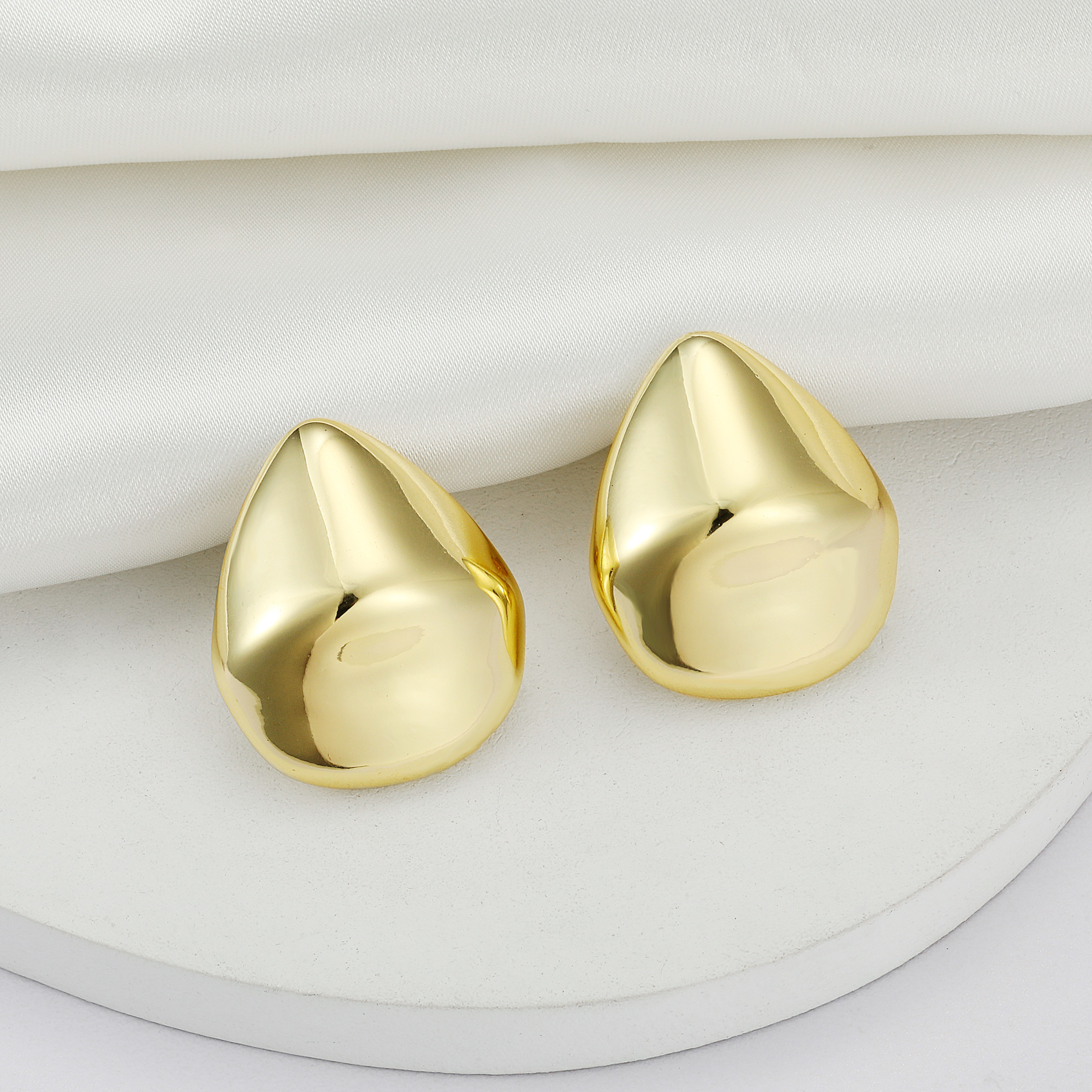 Chunky Teardrop Dome Stud Earrings