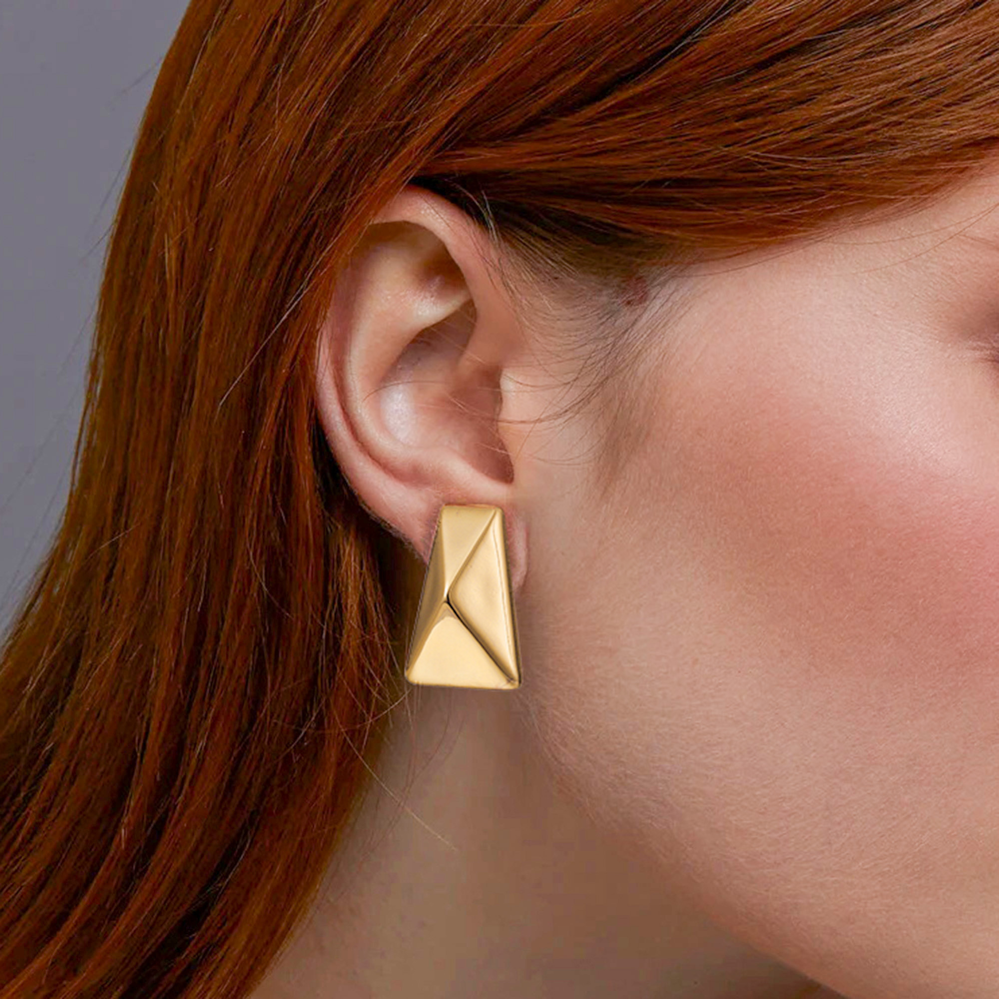 Geometric Pyramid Sculptural Stud Earrings