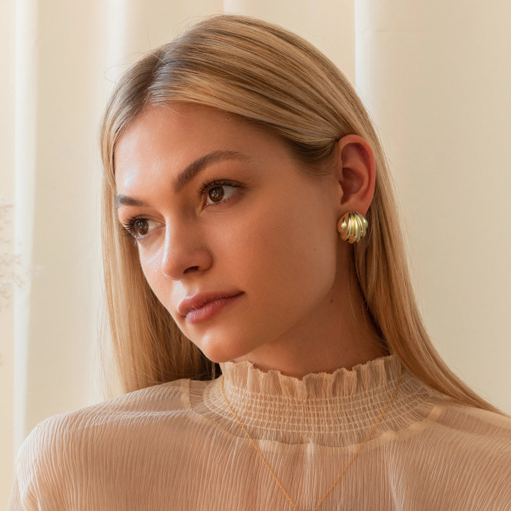 Ribbed Dome Stud Earrings
