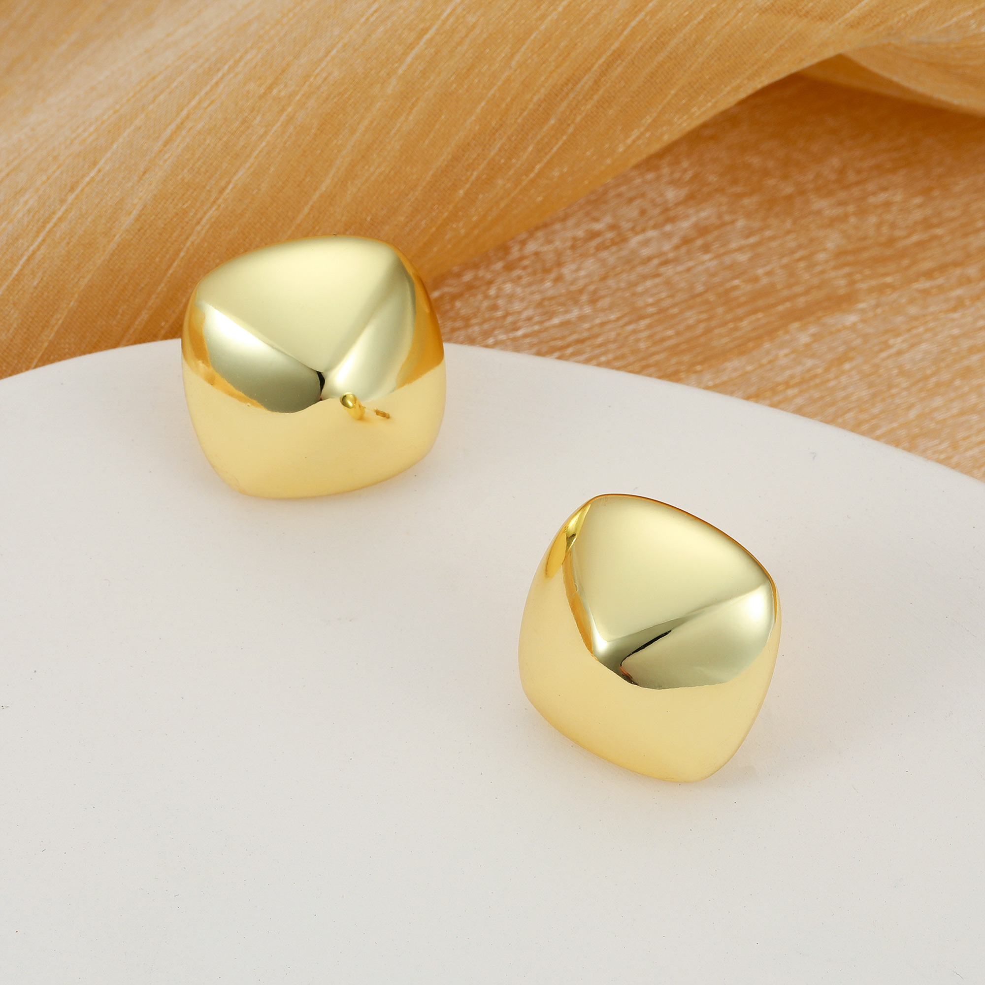 Bold Chunky Square Dome Stud Earrings