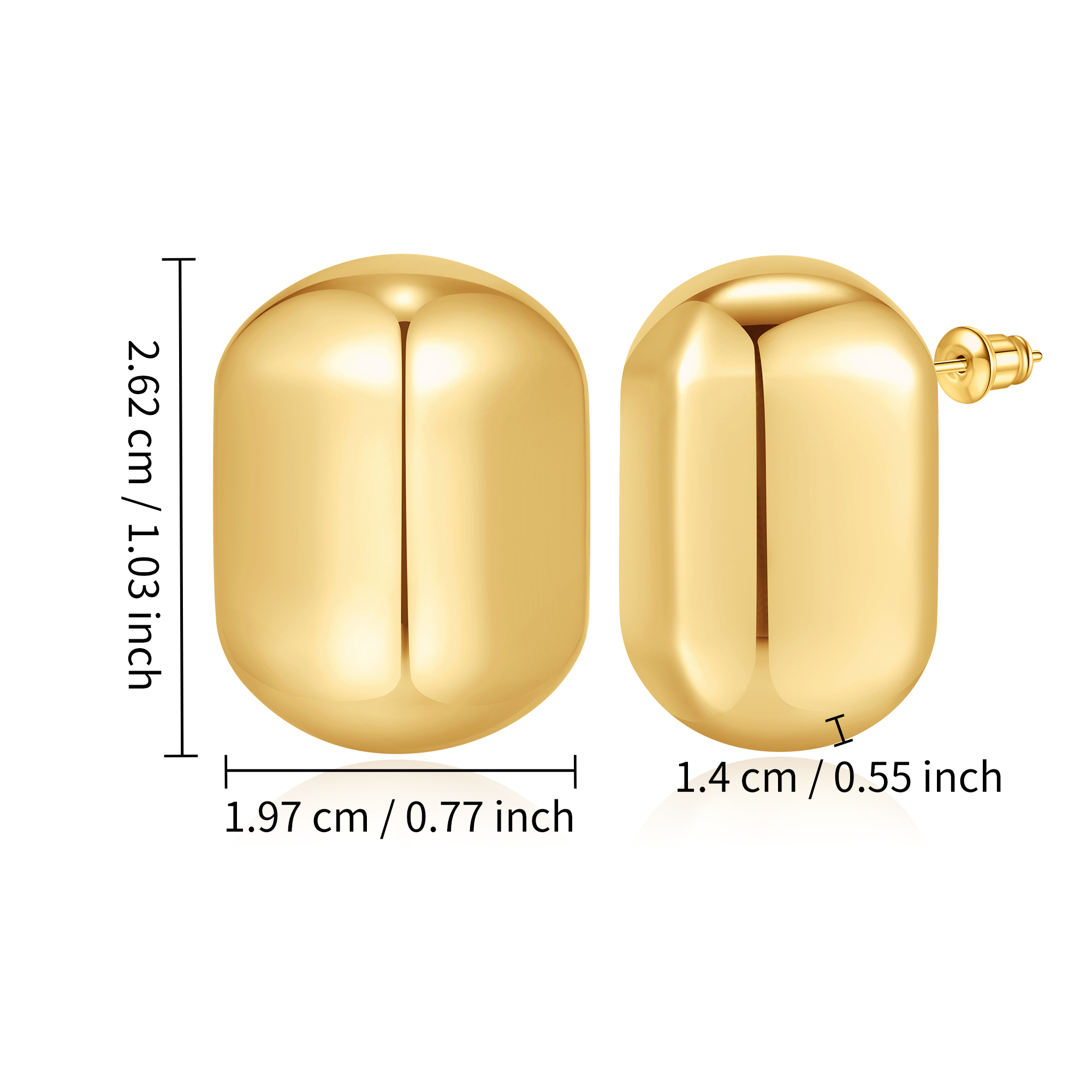 Chunky Oval Dome Stud Earrings