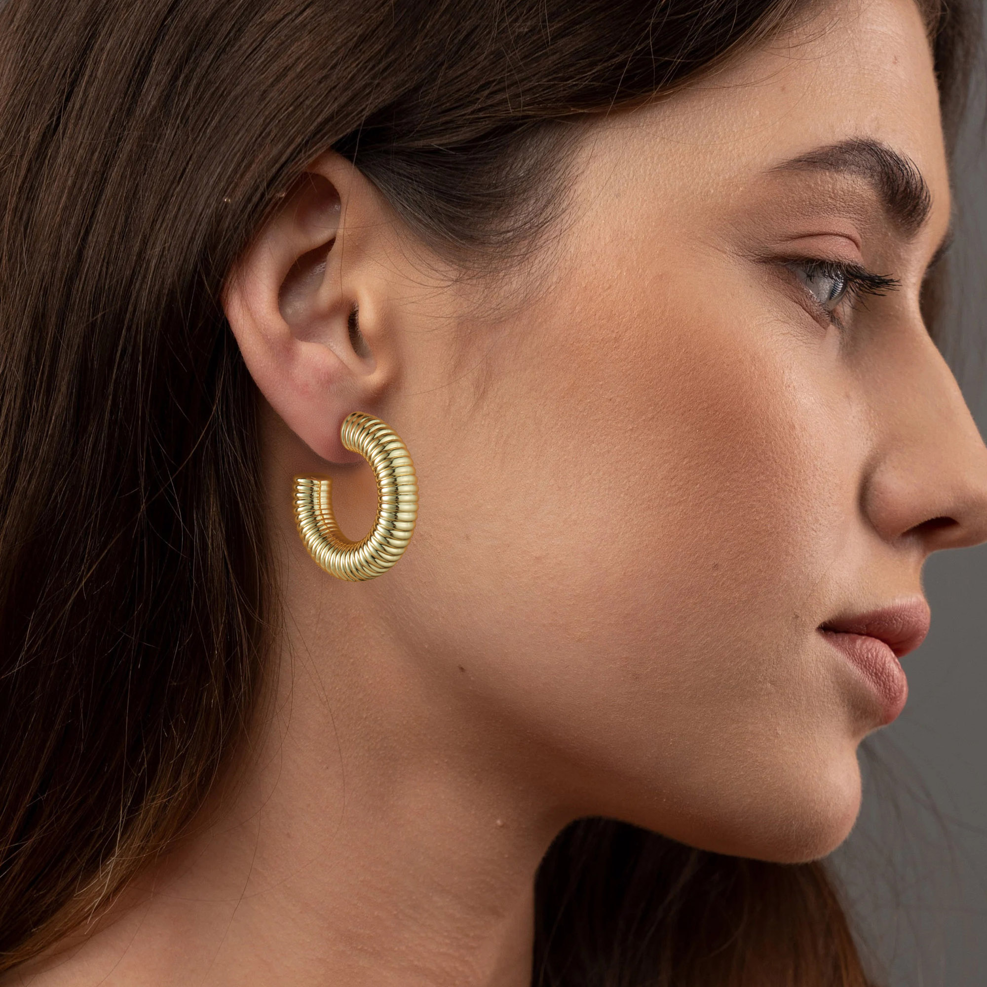 Ribbed Chunky Hoop Earrings