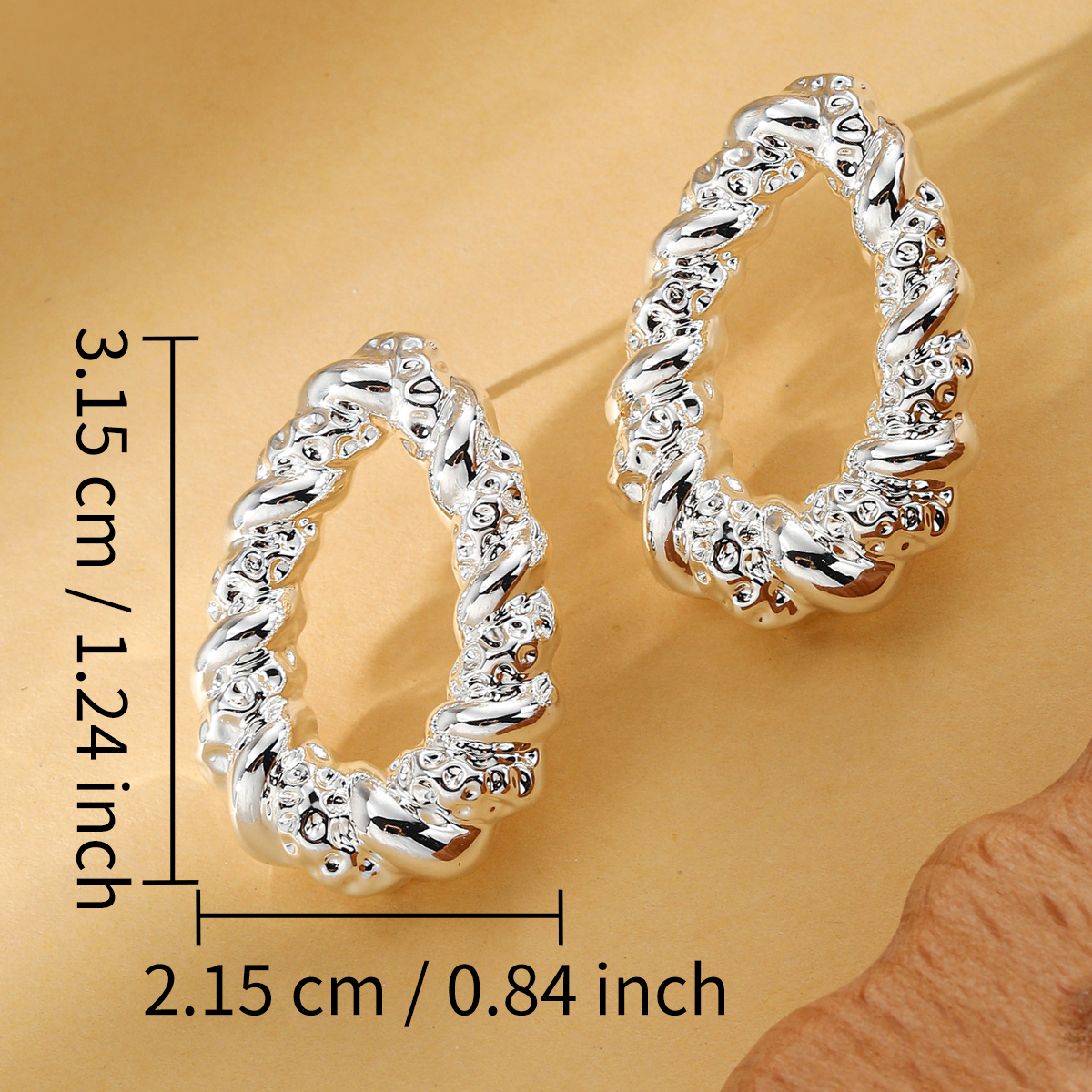 Twisted Rope Oval Hoop Statement Earrings