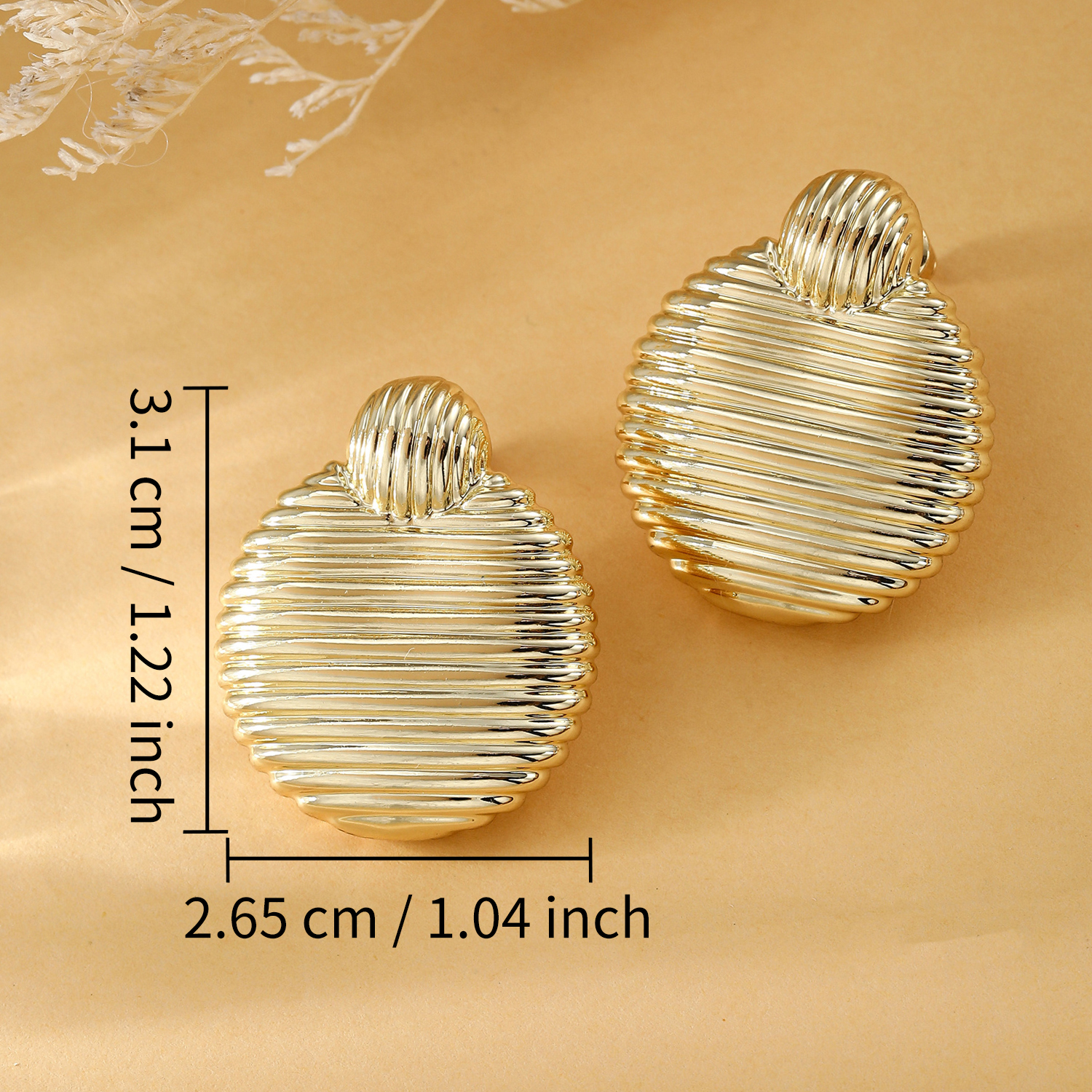 Ribbed Dome Stud Earrings with Spiral Top